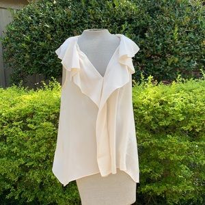 BCBG White Ruffle Blouse